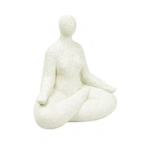 Escultura em Resina Meditação Lucatti Creme 19 x 17 x 11 cm