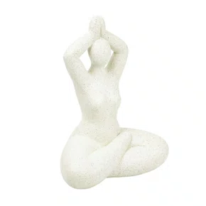 Escultura em Resina Meditação Lucatti Creme 22 x 17 x 10 cm