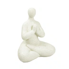 Escultura em Resina Meditação Mão Lucatti Creme 19 x 17 x 11 cm