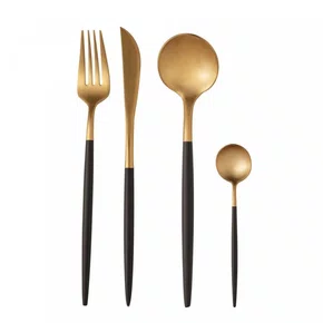 Faqueiro 24 Peças Kyoto Aço Inox Wolff  Dourado/Preto