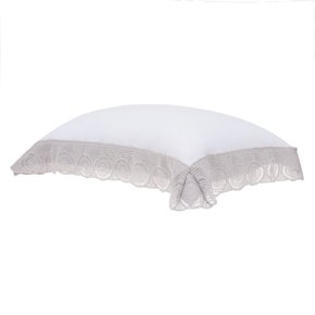 Fronha 100% Linho Rodes com Renda Buddemeyer Luxus Branco e Bege 50x70cm