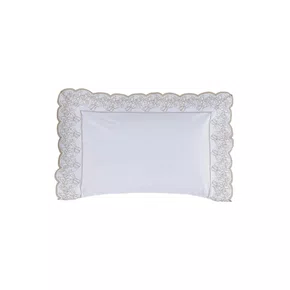 Fronha Cascine 300 Fios Trussardi Branco e Legno 50cm x 70cm