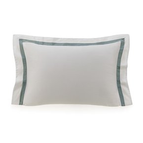 Fronha Vercelli 300 Fios Trussardi Branco e Azul Maré 50 x 70 cm