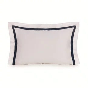 Fronha Vercelli 300 Fios Trussardi Branco e Azul Siciliano 50cm x 70cm