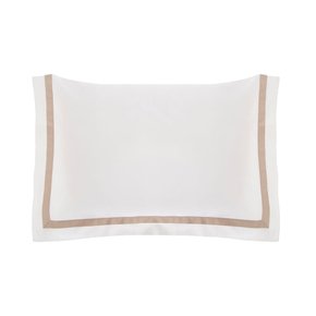 Fronha Vercelli 300 Fios Trussardi Branco e Nocciola 50 x 70 cm