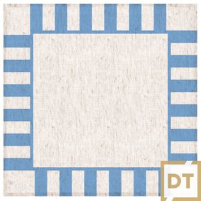 Guardanapo de Mesa em Linho Decortextil Off White e Azul 45cm x 45cm