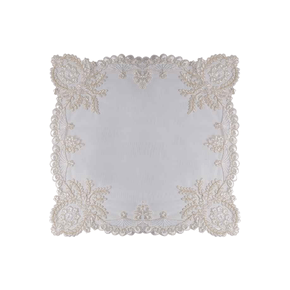 Guardanapo de Tule Bordado Manu Fisch Off White 48 cm