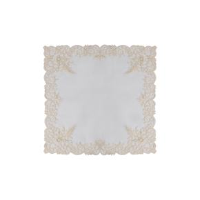 Guardanapo de Tule com Bordado Manu Fisch Bege 48 cm