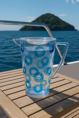 Jarra Acrílico com Tampa Circulos Azul 2,4 Litros