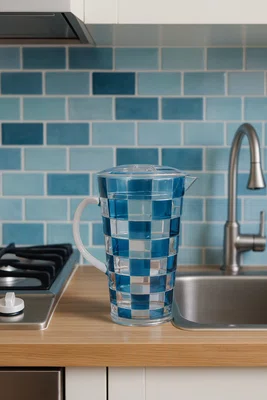 Jarra Acrílico Xadrez Azul 1,8 Litros