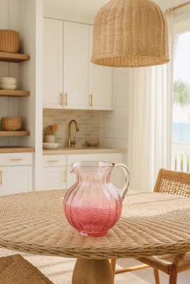 Jarra em Acrílico Detalhes Bolhas Rosa 2,3L