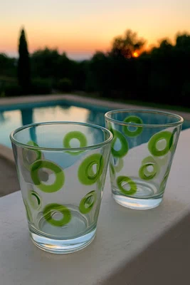 Jogo 02 Copos Acrílico Circulos Verde 500 ml