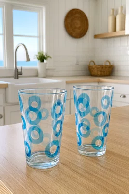 Jogo 02 Copos Acrílico Longo Textura Azul 710 ml