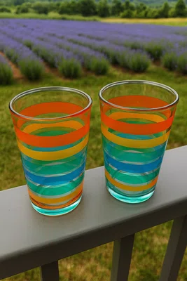 Jogo 02 Copos Acrílico Multicolorido 590 ml