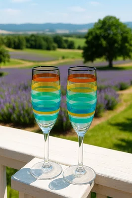 Jogo 02 Copos Espumante Acrílico Degradê Multicolor 296 ml