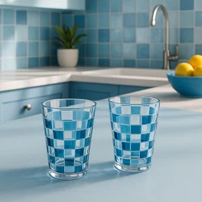 Jogo 02 Copos Long Drink Acrílico Xadrez 600 ml