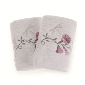 Jogo 02 Peças Toalha de Lavabo Petunia Trussardi Branco 30cm x 50cm