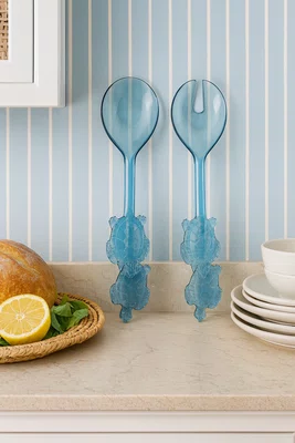 Jogo 02 Pegadores Para Salada Acrílico Tartaruga 32 cm