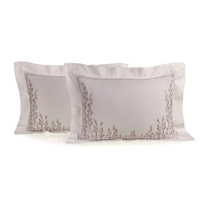 Jogo 02 Super Fronhas Flora 300 Fios Trussardi Branco/Brown 50 x 90 cm