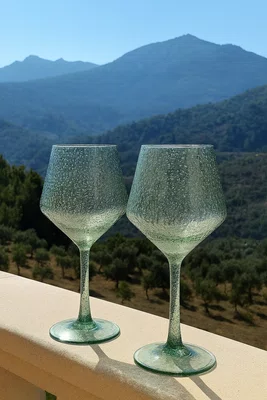 Jogo 02 Taças Acrílico Bolhas Verde