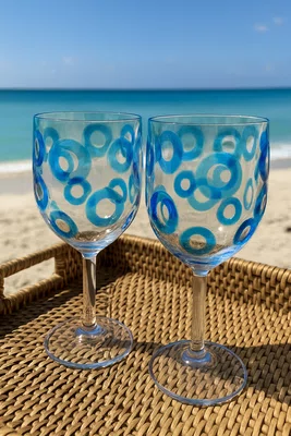 Jogo 02 Taças Acrílico Textura Azul 500 ml