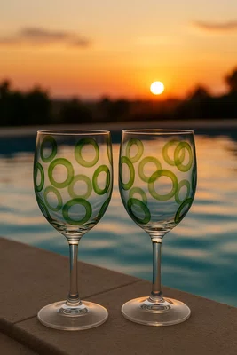 Jogo 02 Taças Acrílico Textura Verde 500 ml