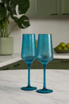 Jogo 02 Taças Espumante Acrílico Azul