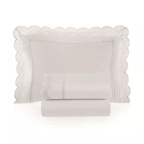 Jogo 03 Peças Bambini Bianchi 300 Fios Trussardi Branco e Branco 110cm x 160cm