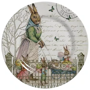 Jogo 06 Pratos Rasos Easter Vintage Alleanza Cerâmica 29 cm 