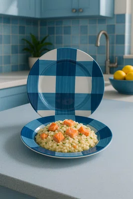 Jogo 06 Pratos Rasos Melamina Xadrez 27 cm