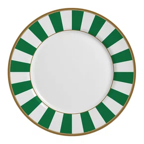 Jogo 06 Pratos Rasos Stripe Verde Alleanza Cerâmica 29 cm