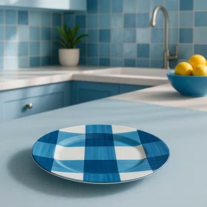 Jogo 06 Pratos Sobremesa Melamina Xadrez 22 cm