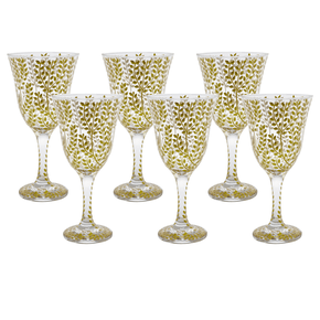 Jogo 06 Taças Lirio Ramos Artes Salles Dourado