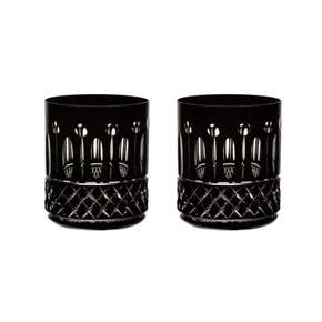 Jogo 2 Copos de Cristal on the Rocks 430 ml Preto Strauss com Caixa para Presente