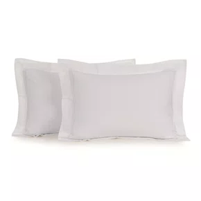 Jogo 2 Fronhas Fiesole 200 Fios Trussardi Branco e Branco 50cm x 70cm