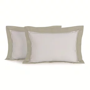 Jogo 2 Fronhas Fiesole 200 Fios Trussardi Branco e Grigio 50cm x 70cm