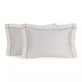 Jogo 2 Fronhas Girelli Bambu 300 Fios Trussardi Branco e Nocciola 50cm x 70cm