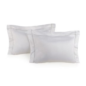 Jogo 2 Fronhas Girelli Bambu 300 Fios Trussardi Branco/Platino 50 x 70 cm