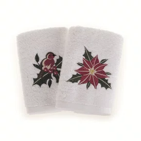Jogo 02 Toalha de Lavabo Natal Tradizionale Trussardi Branco 30cm x 50cm