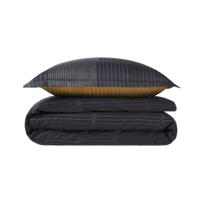 Jogo 3 peças Capa de Edredom Super King Tennis Stripes 300 Fios Boss Home Preto