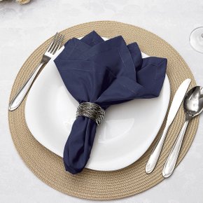 Jogo 4 Guardanapos Algodão 200 Fios Kacyumara Azul Marinho