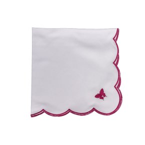 Jogo 4 Guardanapos Borboleta Suva Collection Branco e Berinjela