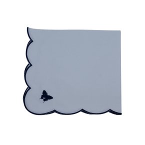 Jogo 4 Guardanapos Borboleta Suva Collection Branco e Marinho