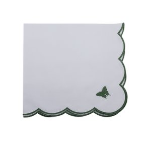 Jogo 4 Guardanapos Borboleta Suva Collection Branco e Verde Oliva