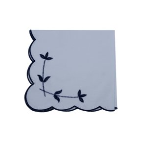 Jogo 4 Guardanapos Folhinhas Suva Collection Branco e Marinho