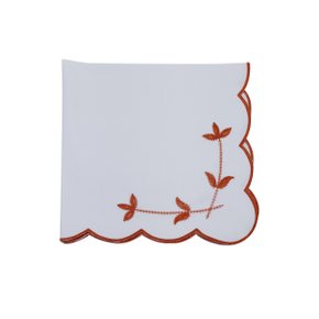 Jogo 4 Guardanapos Folhinhas Suva Collection Branco e Tijolo