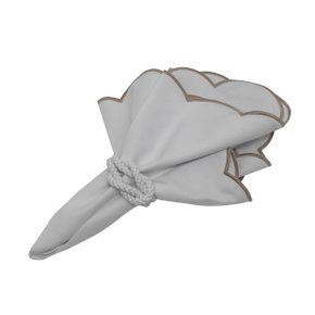 Jogo 4 Guardanapos Poa Suva Collection Branco e Areia