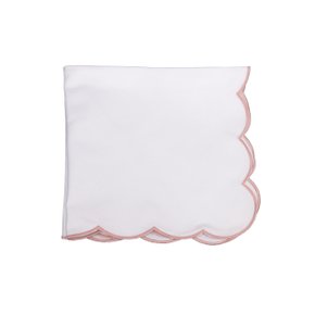 Jogo 4 Guardanapos Poa Suva Collection Branco e Rosa Seco