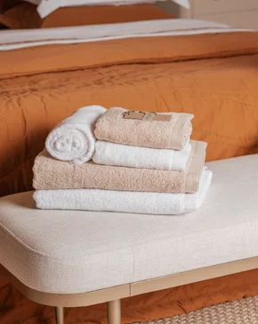 Jogo 5 Peças Banhão e Rosto Modena LCL Home By Trussardi Branco e Nocciola