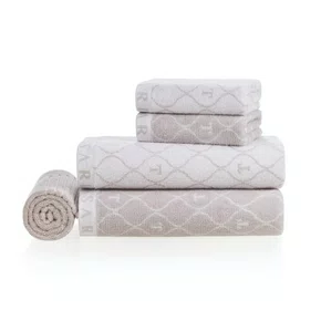 Jogo 5 Peças Banho e Rosto Speciale Trussardi Gelo e Branco 86cm x 160cm